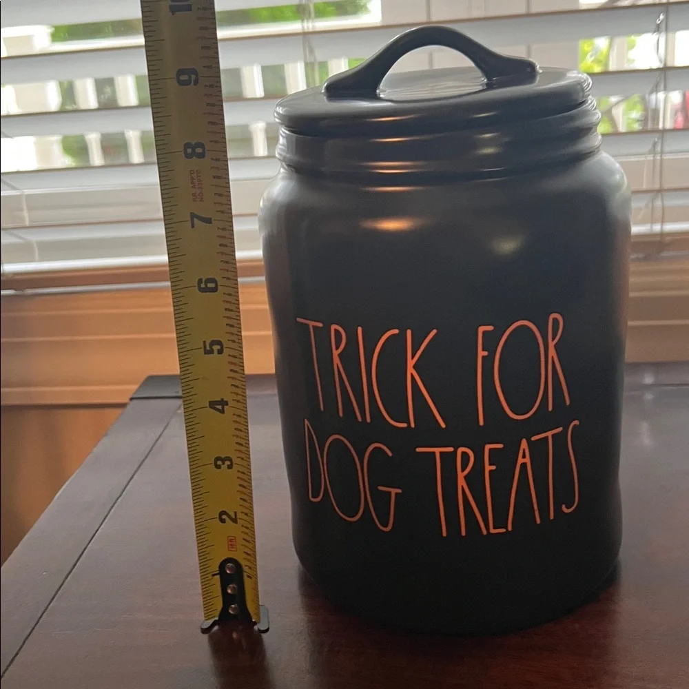 Rae Dunn Black and Orange Dog Treat Jar